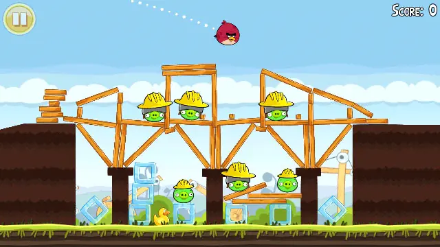 Screenshot ze hry Angry Birds — fenomén mobilních her přelomu desetiletí 2010