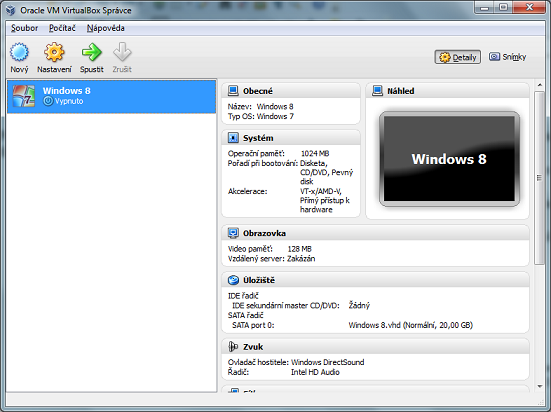 Instalace Windows 8 ve VirtualBoxu — krok 1: spuštění setup ze ISO obrazu