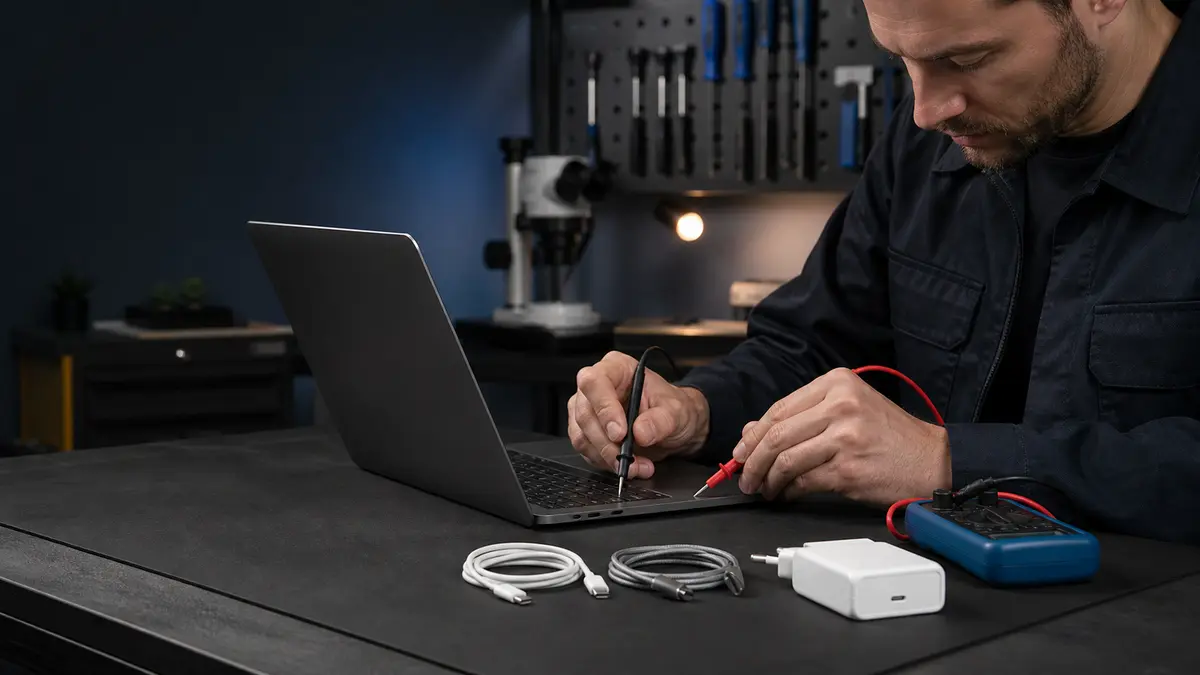 MacBook se nenabíjí přes USB-C nebo MagSafe: co ověřit před servisem