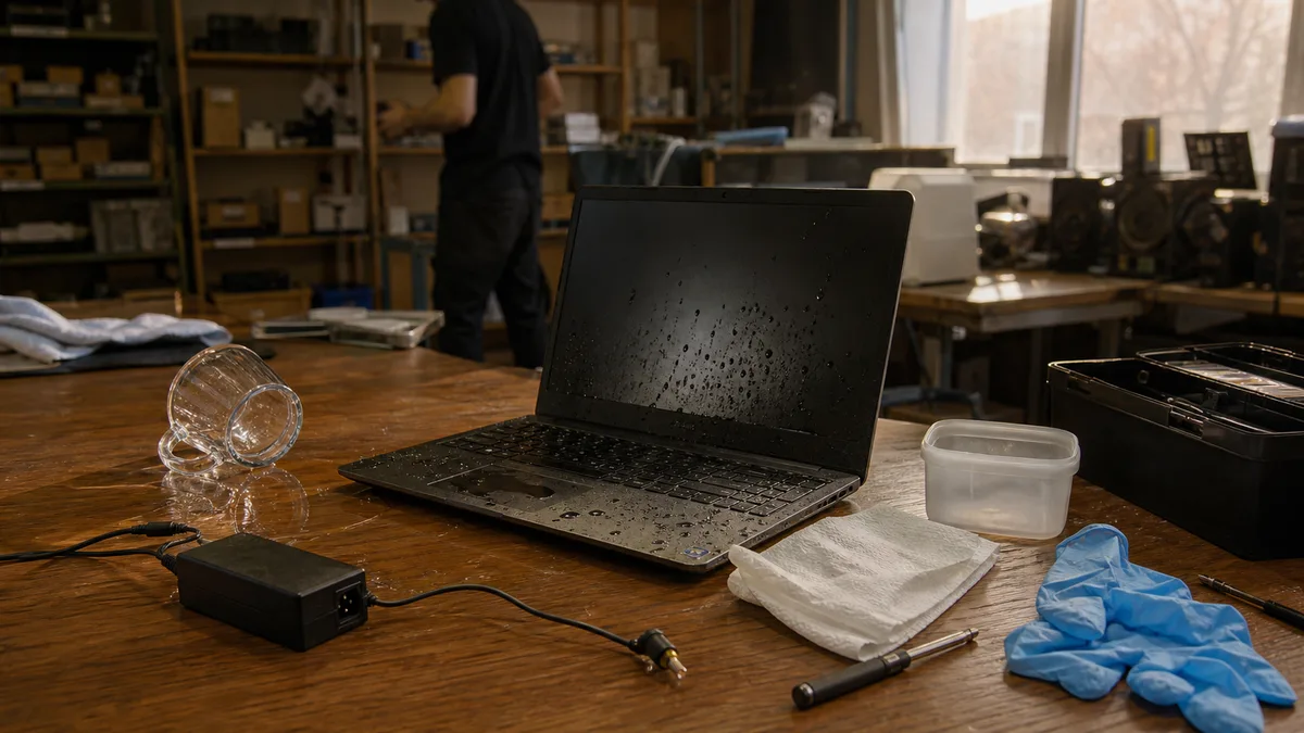 Spilled laptop: what to do in the first minutes and why not to power it on