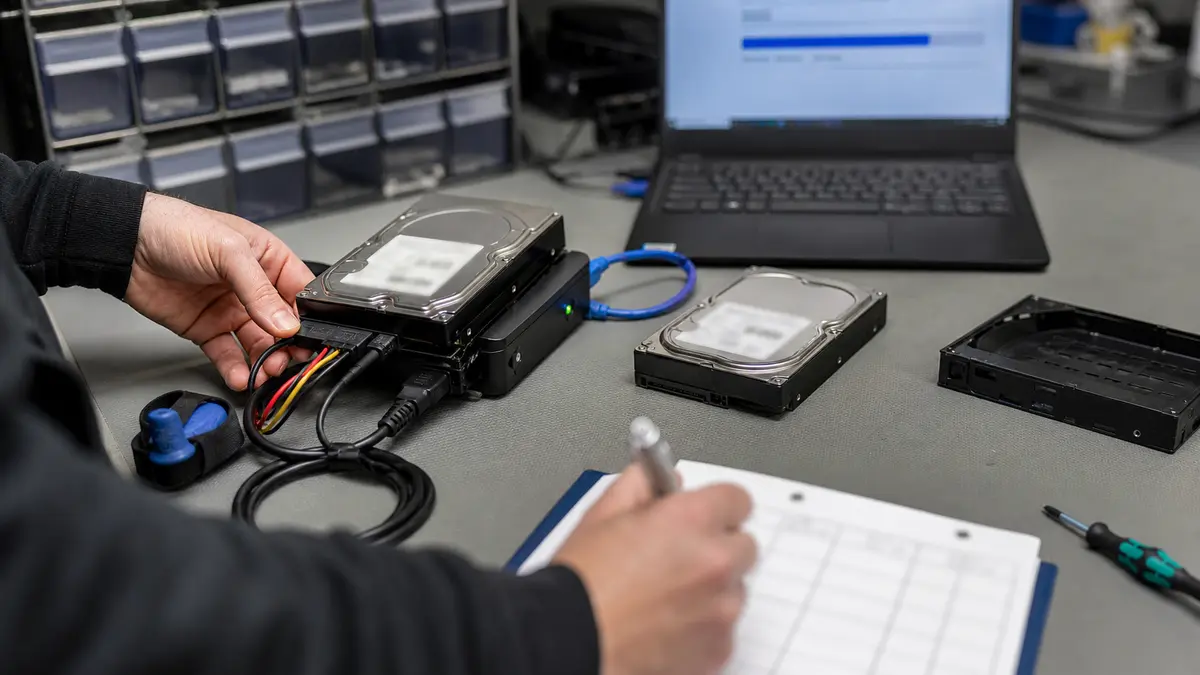 Vytváření bitové kopie disku z RAID pole přes servisní adaptér a notebook