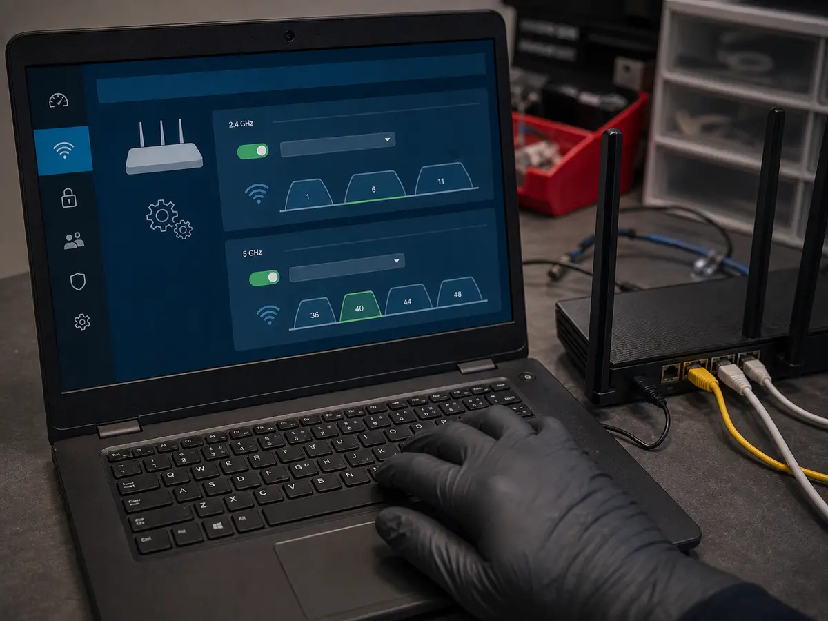 Nastavení wifi routeru na notebooku s připojeným síťovým zařízením